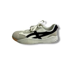 De Florance Womens Low Top Sneakers Cream‎ Black Ribbed Sole Designed Italy